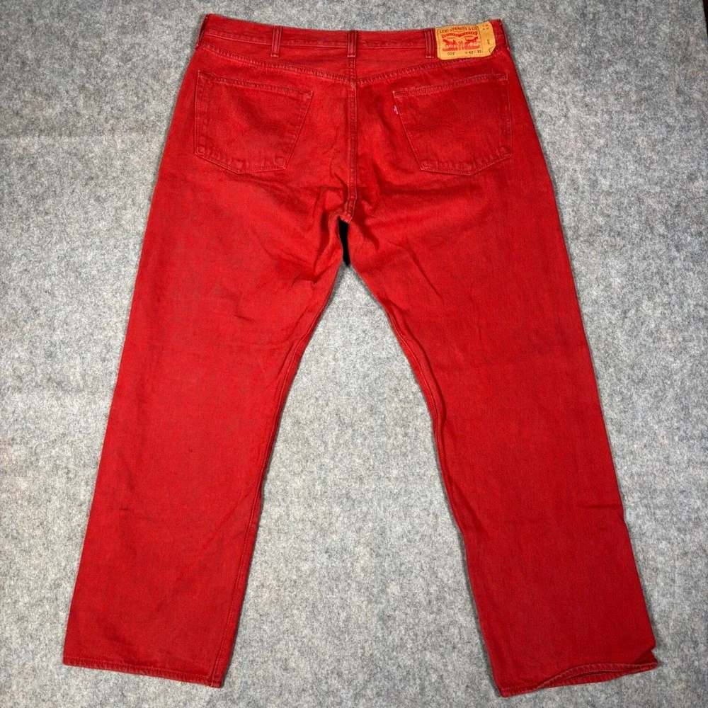 Levis 501 Original Fit Jeans Mens 42x32 (40x31) Red Straight Leg Button Fly